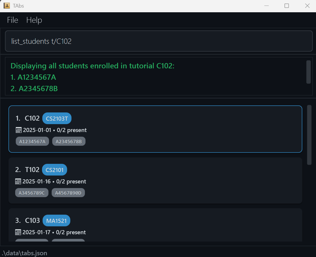 list students command